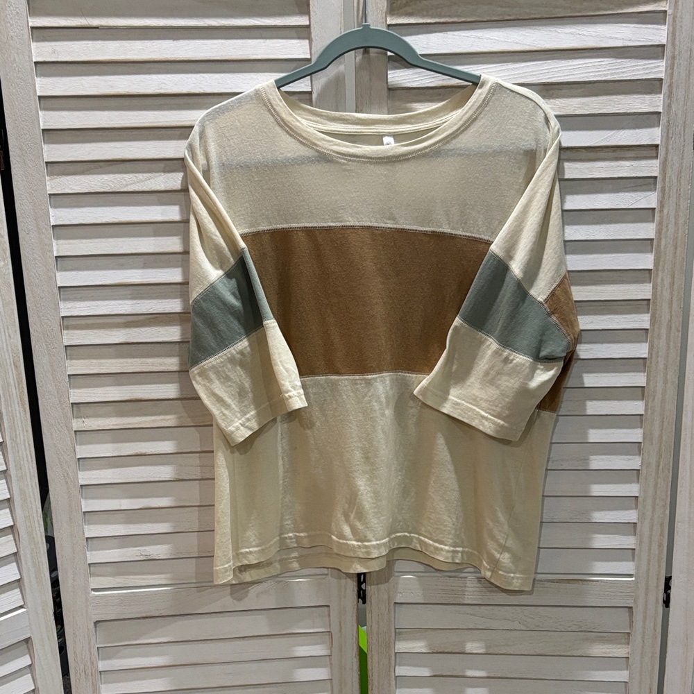 Wishlist Cream, Brown, and Green Short Sleeve Tee
